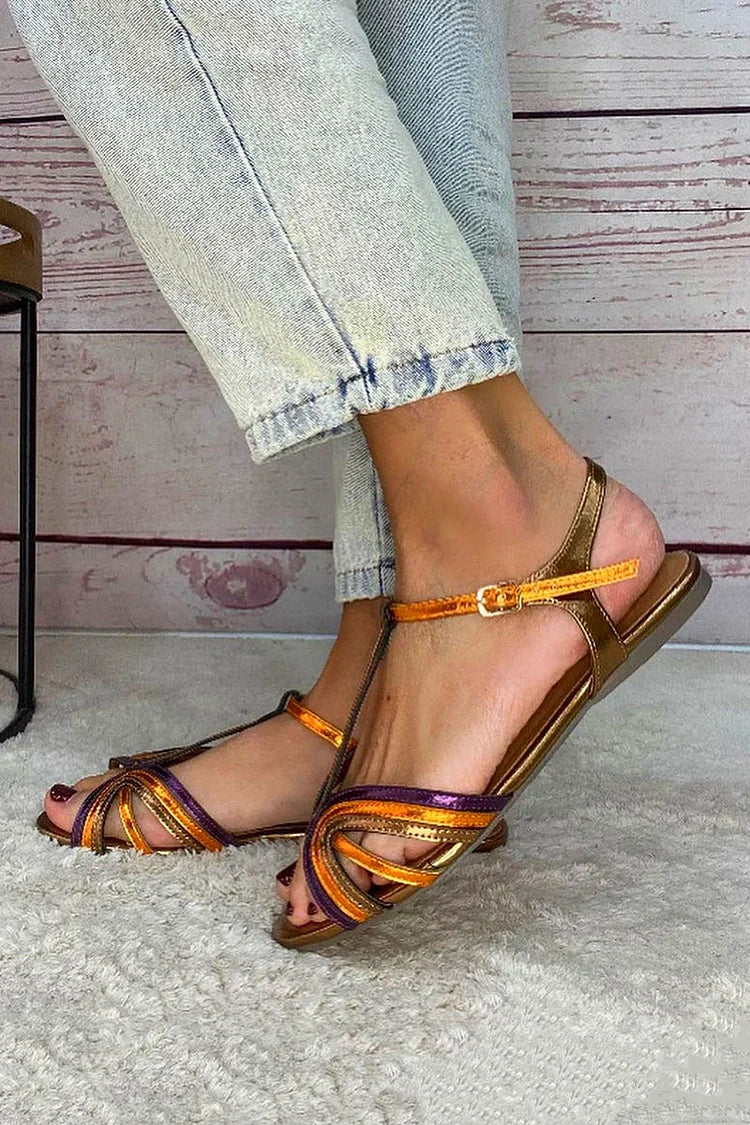 NERINA | Sandales plates multibrins avec des détails métalliques élégants