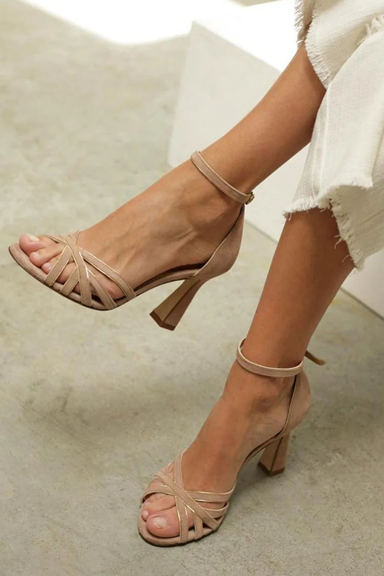 DALIA | Sandale Élégante à Talon à Bride Croisée pour un Look Chic et Confortable
