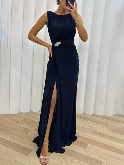 Davina - Robe de soirée longue plissée