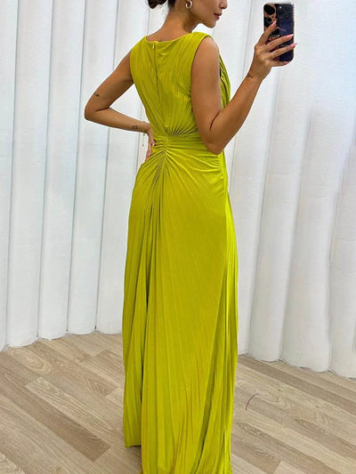 Davina - Robe de soirée longue plissée
