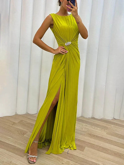 Davina - Robe de soirée longue plissée