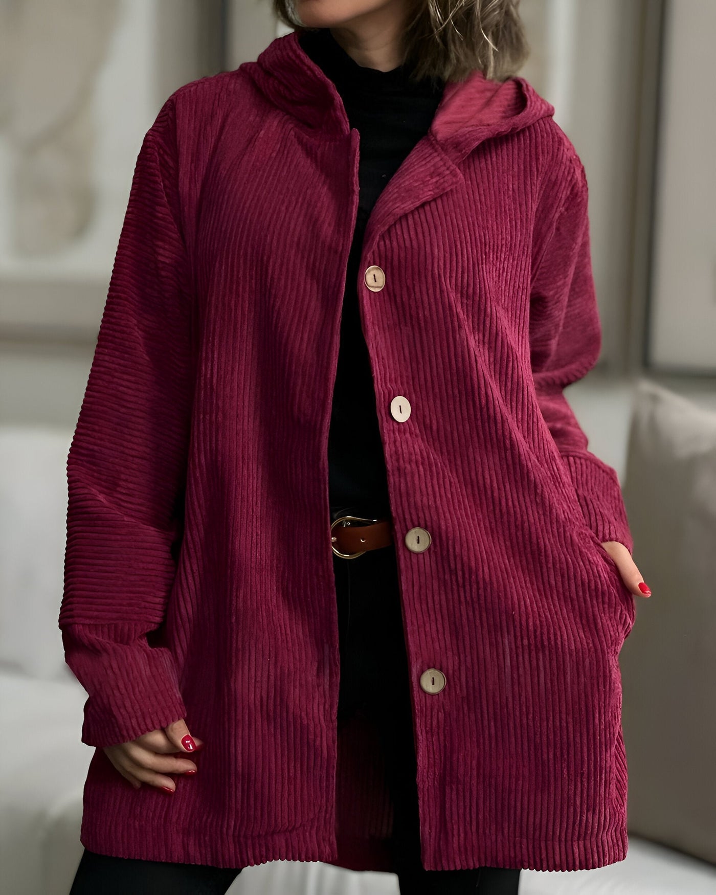 ANIKA™ | Veste en velours côtelé décontractée avec capuche