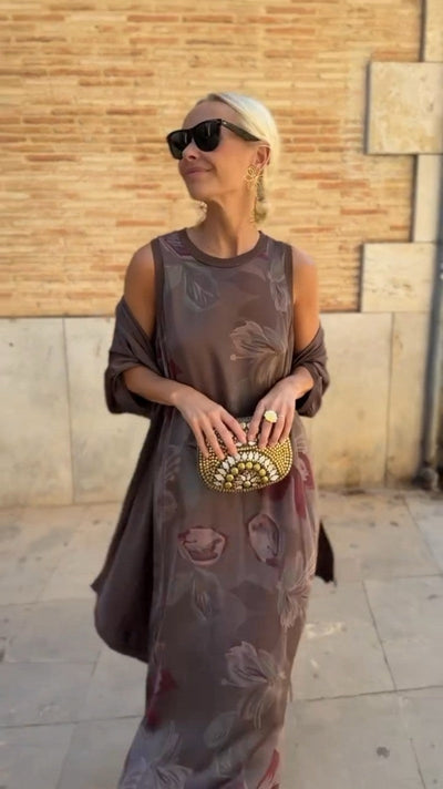 Dalía | Élégant robe longue avec châle assorti