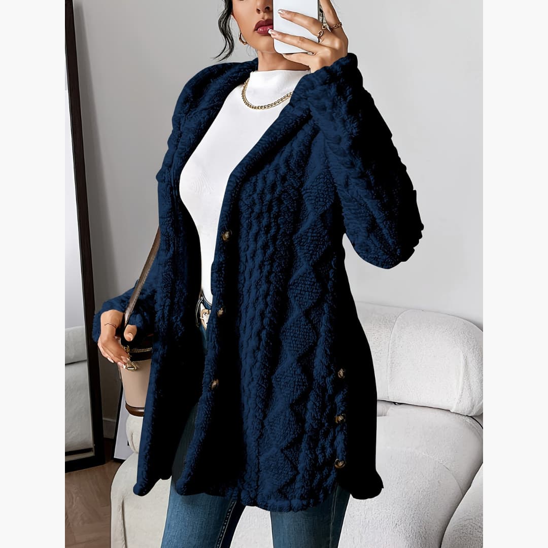 Edith - Sweat à capuche koselig avec manteau en teddy pour femme