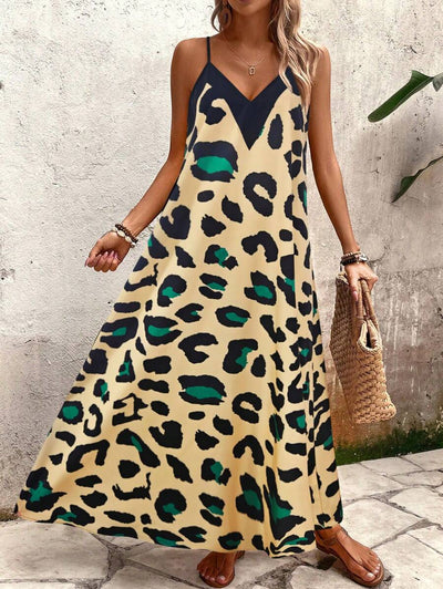 Elena | Robe d'Été à Bretelles Fines, Dos Nu et Imprimé Graphique