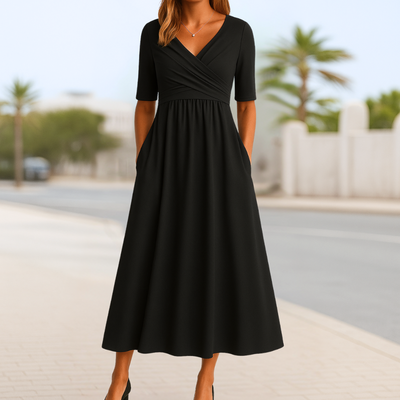 Monique | Robe croisée à manches courtes