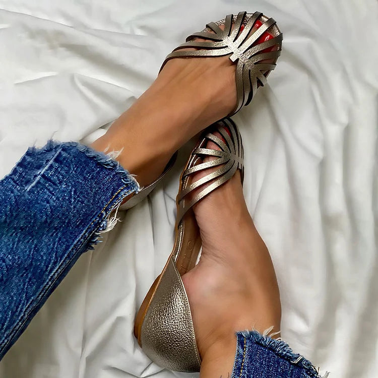 LIA Ballerines Intagliées à Bout Ouvert - Chaussures Élégantes et à la Mode