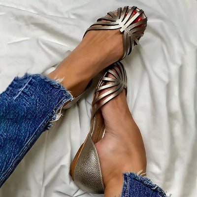 LIA Ballerines Intagliées à Bout Ouvert - Chaussures Élégantes et à la Mode