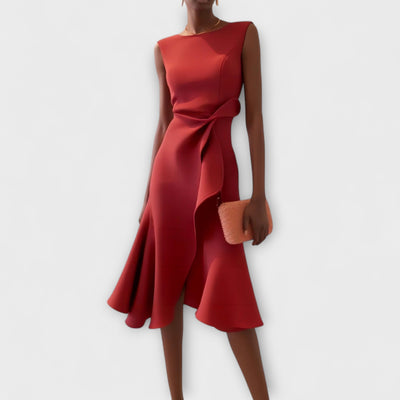 Juliette – Robe Midi Asymétrique Drapée