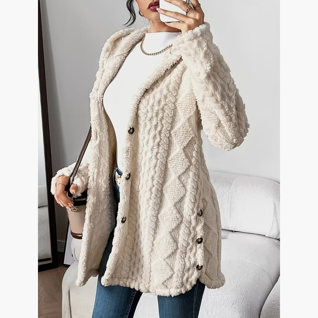 Edith - Sweat à capuche koselig avec manteau en teddy pour femme