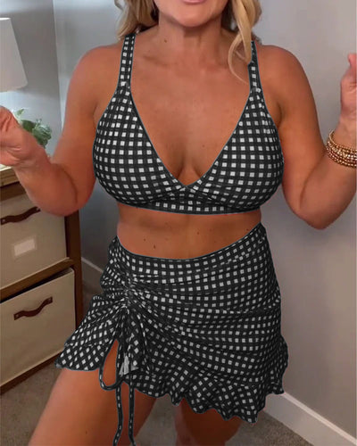 Estelle | Ensemble de bikinis à bretelles à carreaux