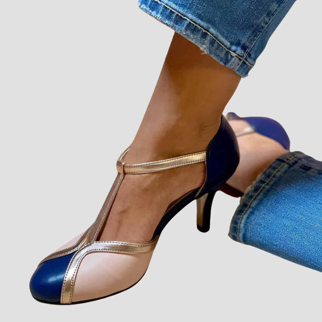 Fina | Sandales à talons bicolores chic