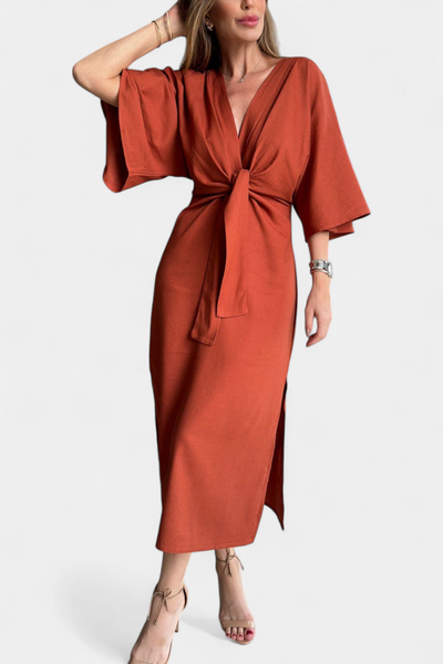 Daphné | Robe Casual avec Décolleté en V et Nœud Frontal