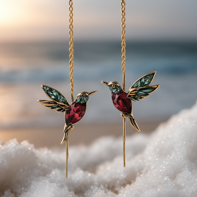 Ophira | Boucles d'oreilles en émail colibri et zircon