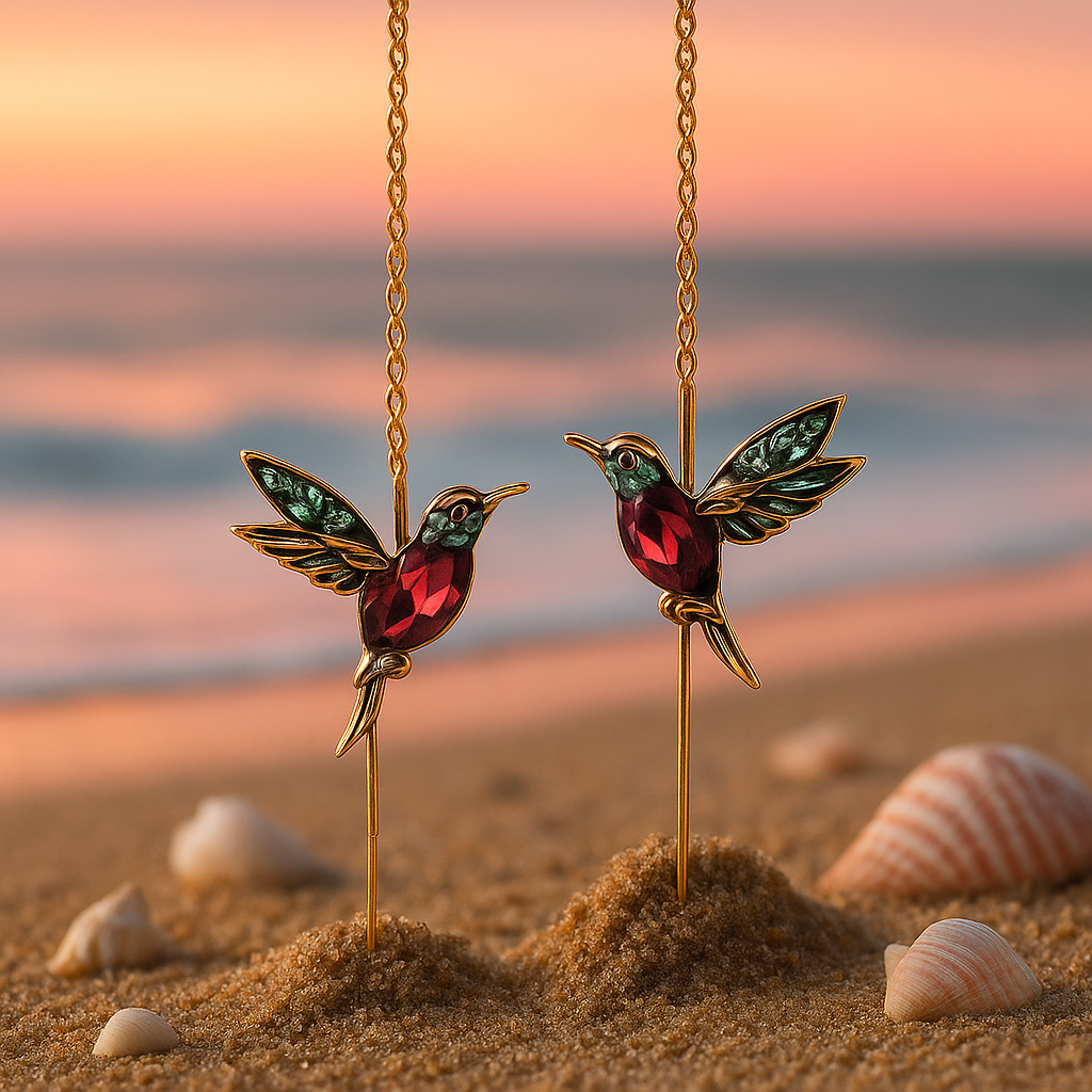 Ophira | Boucles d'oreilles en émail colibri et zircon