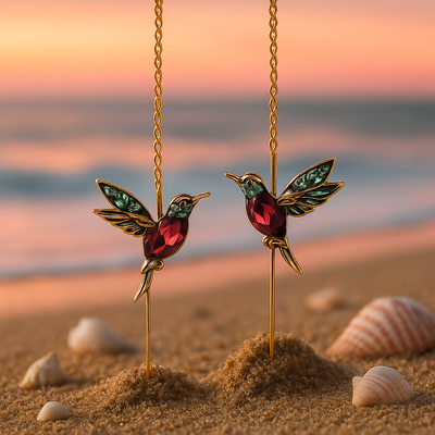 Ophira | Boucles d'oreilles en émail colibri et zircon