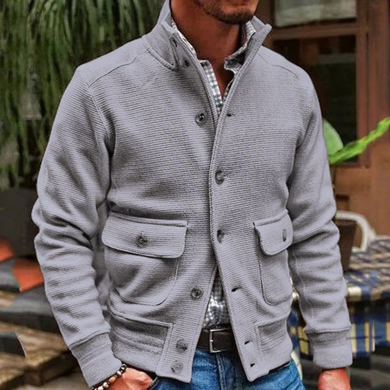 Veste pour homme à col montant en couleur unie