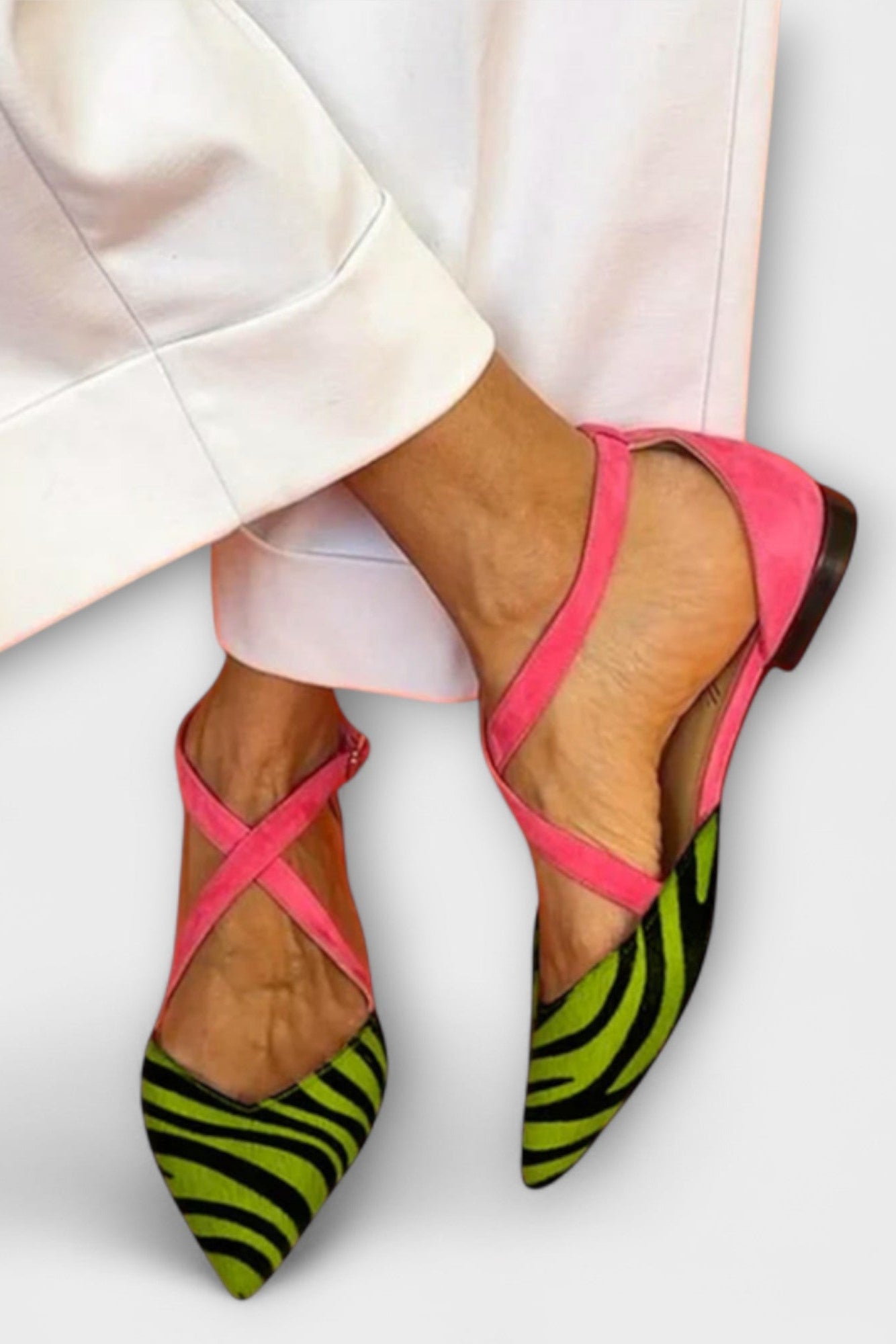 Ballerines Fenna avec Imprimé Zèbre et Sangles Croisées