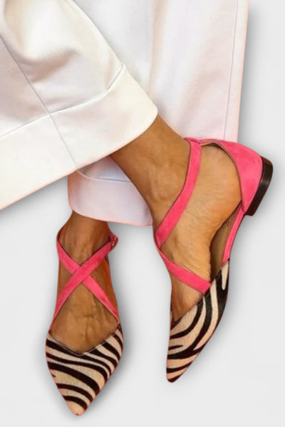 Ballerines Fenna avec Imprimé Zèbre et Sangles Croisées