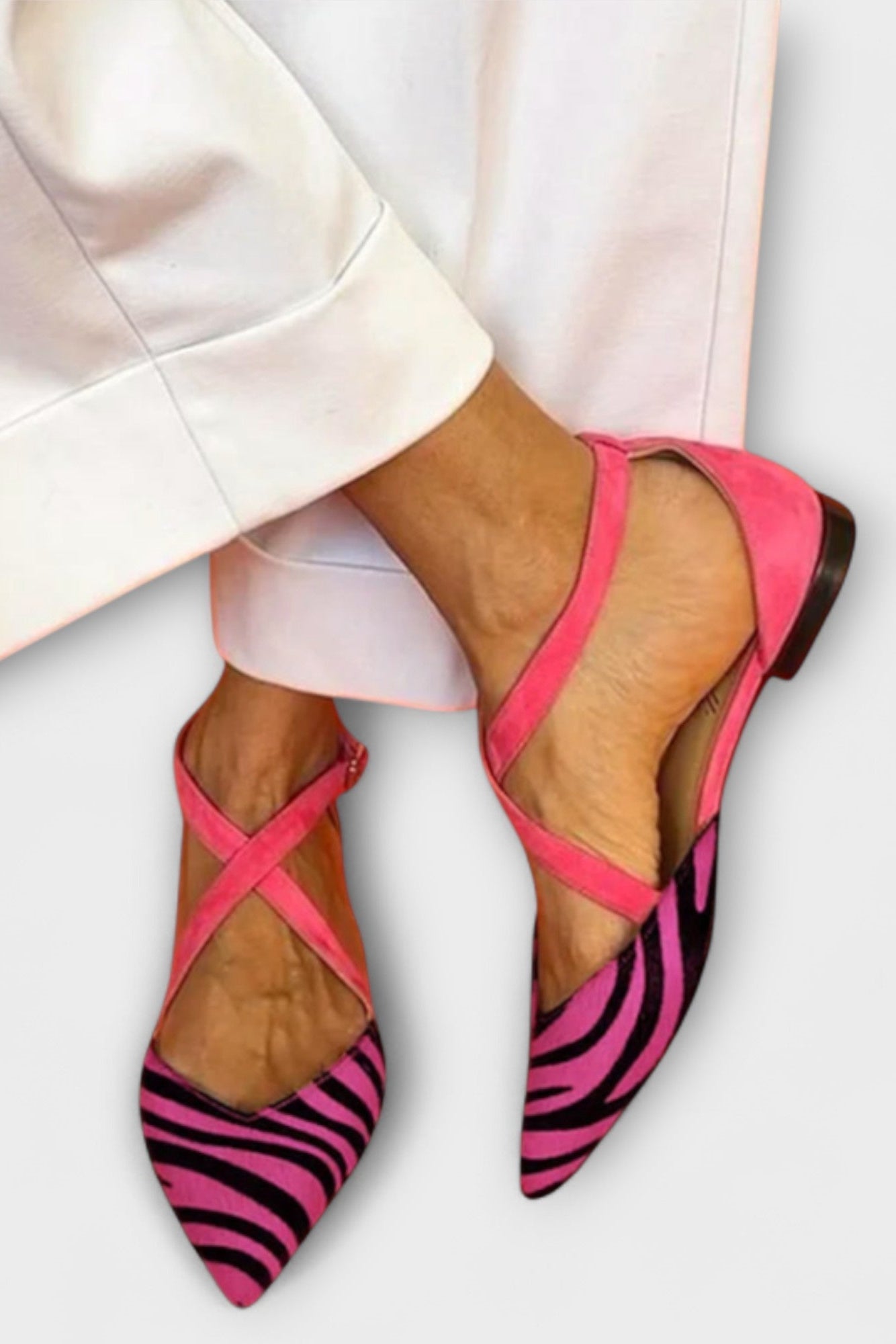 Ballerines Fenna avec Imprimé Zèbre et Sangles Croisées