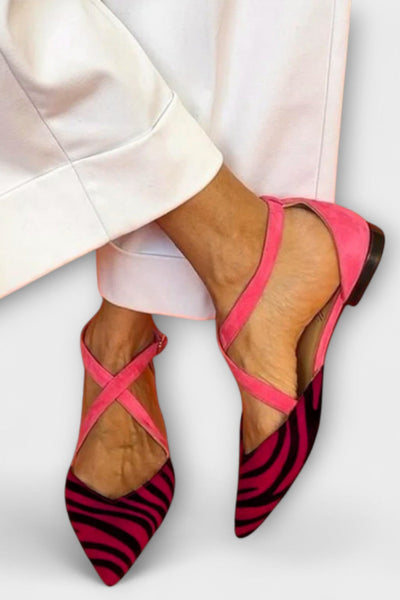 Ballerines Fenna avec Imprimé Zèbre et Sangles Croisées