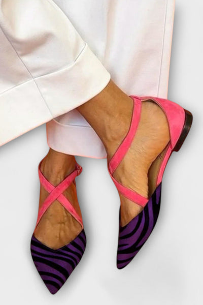 Ballerines Fenna avec Imprimé Zèbre et Sangles Croisées