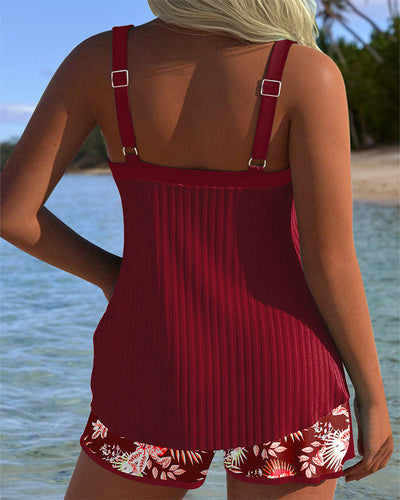 Clémence | Tankini Rayé Deux Pièces Short De Plage