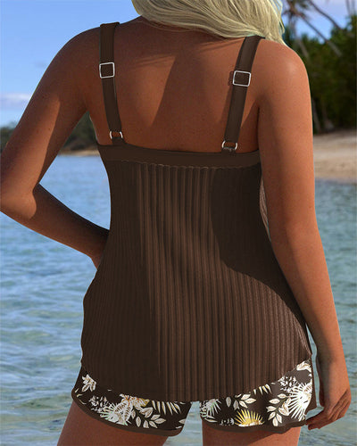 Clémence | Tankini Rayé Deux Pièces Short De Plage