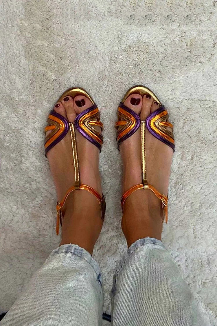 NERINA | Sandales plates multibrins avec des détails métalliques élégants
