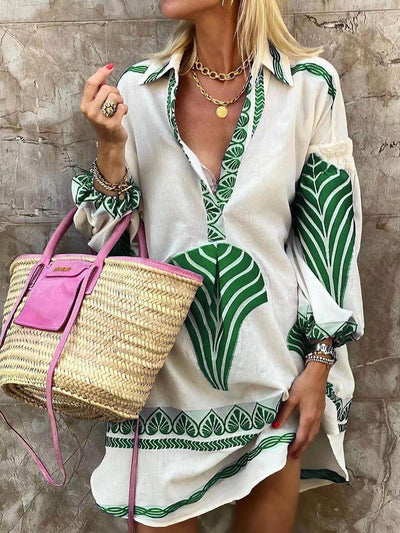 Kristine | Robe Mini de Vacances à Imprimé Unique Simple