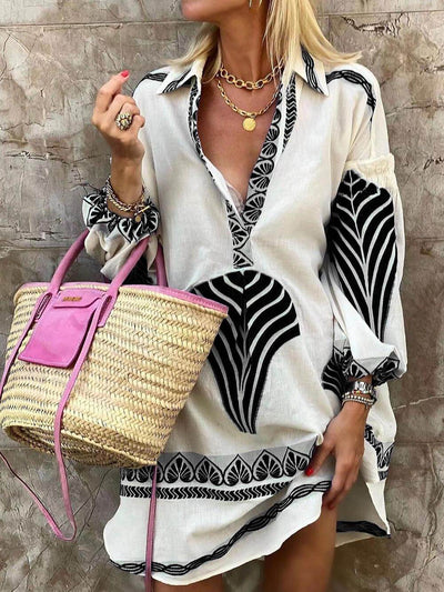 Kristine | Robe Mini de Vacances à Imprimé Unique Simple