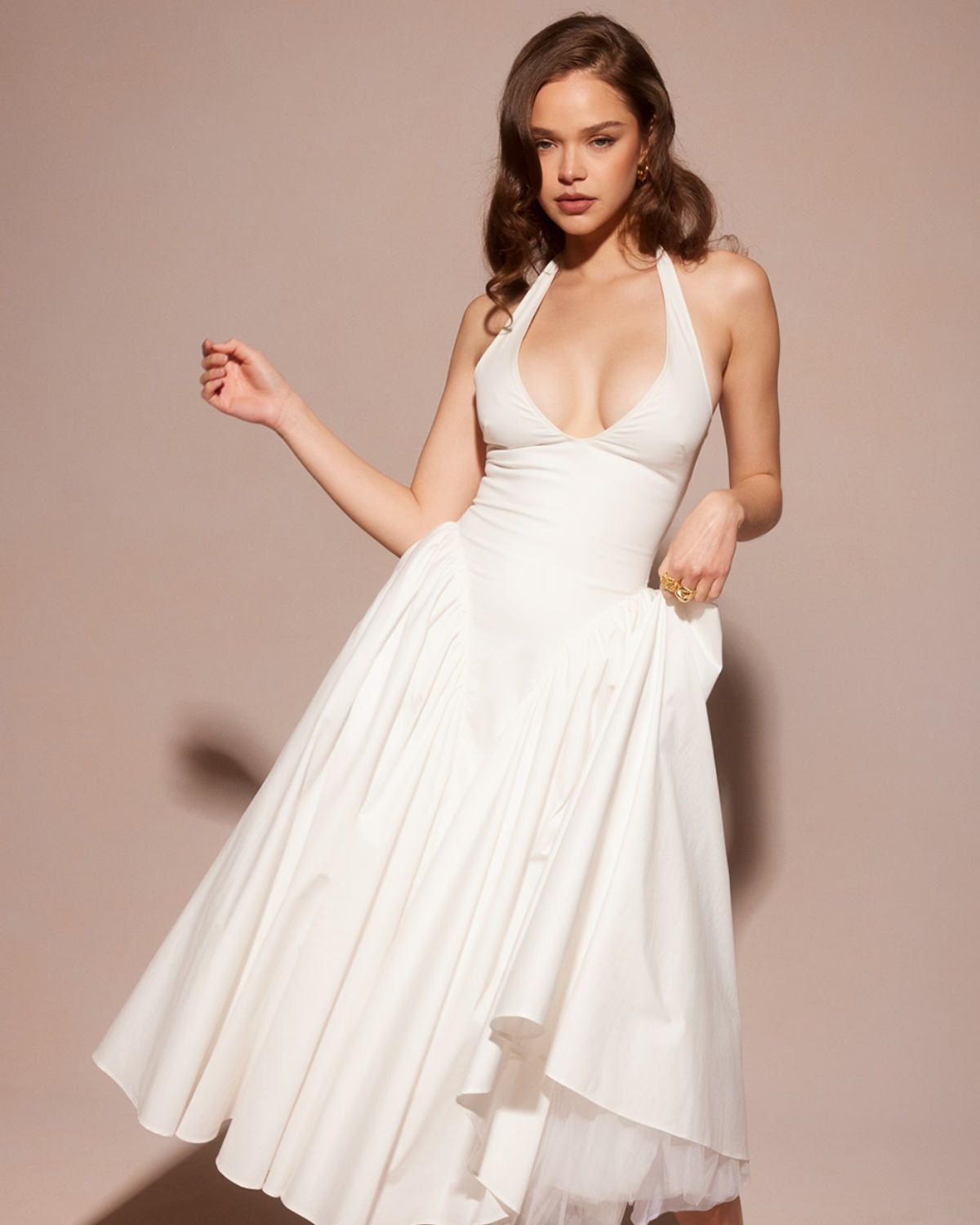 Monroe – Robe Midi Rouge au Style Iconique