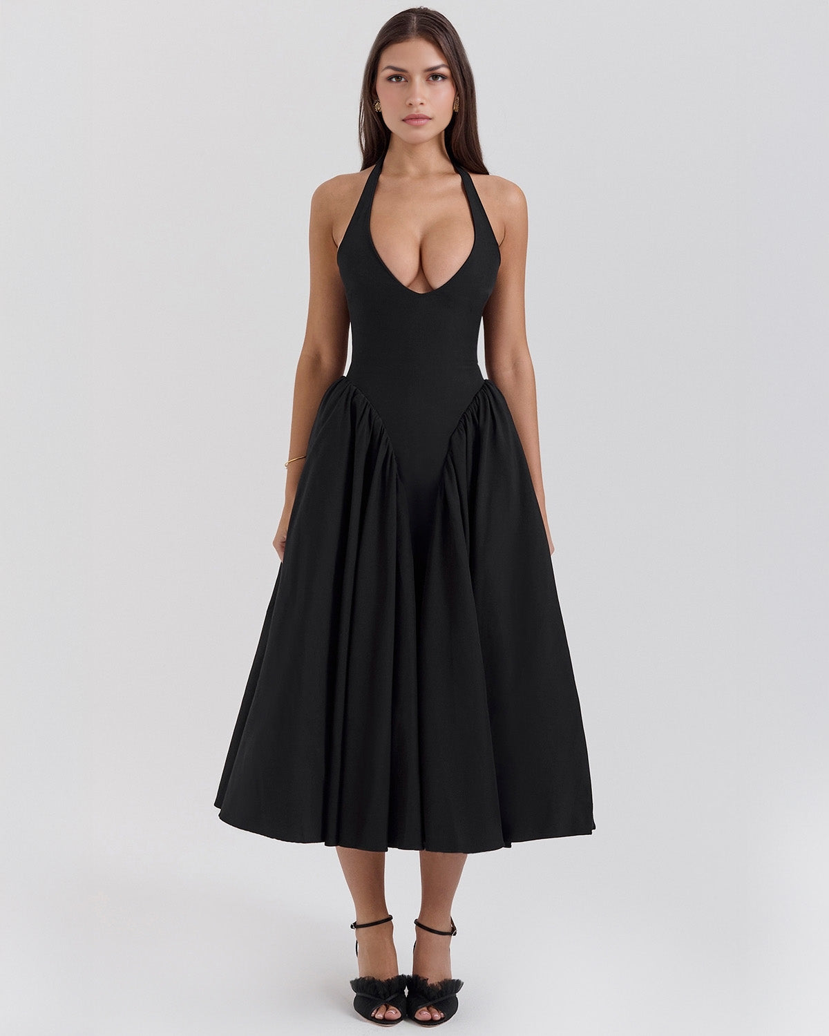 Monroe – Robe Midi Rouge au Style Iconique