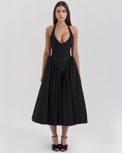 Monroe – Robe Midi Rouge au Style Iconique