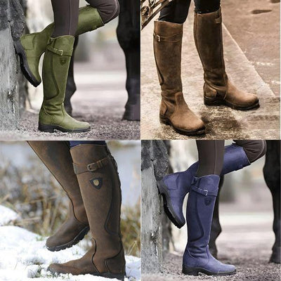 Bottes d'équitation en cuir imperméable pour femmes