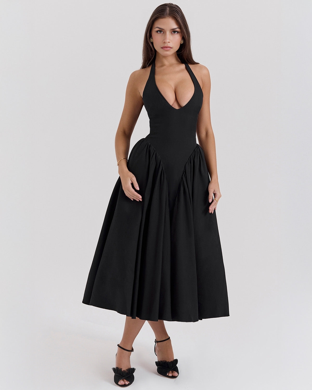 Monroe – Robe Midi Rouge au Style Iconique