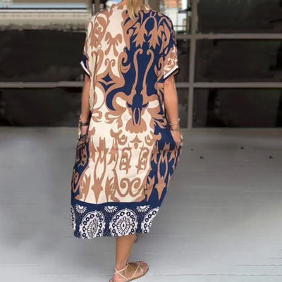Robe midi ample avec décolleté en V imprimé
