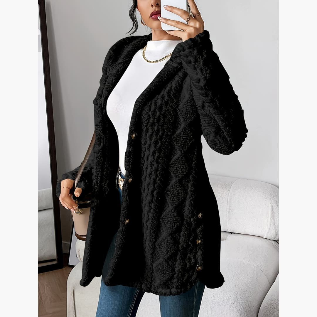 Edith - Sweat à capuche koselig avec manteau en teddy pour femme
