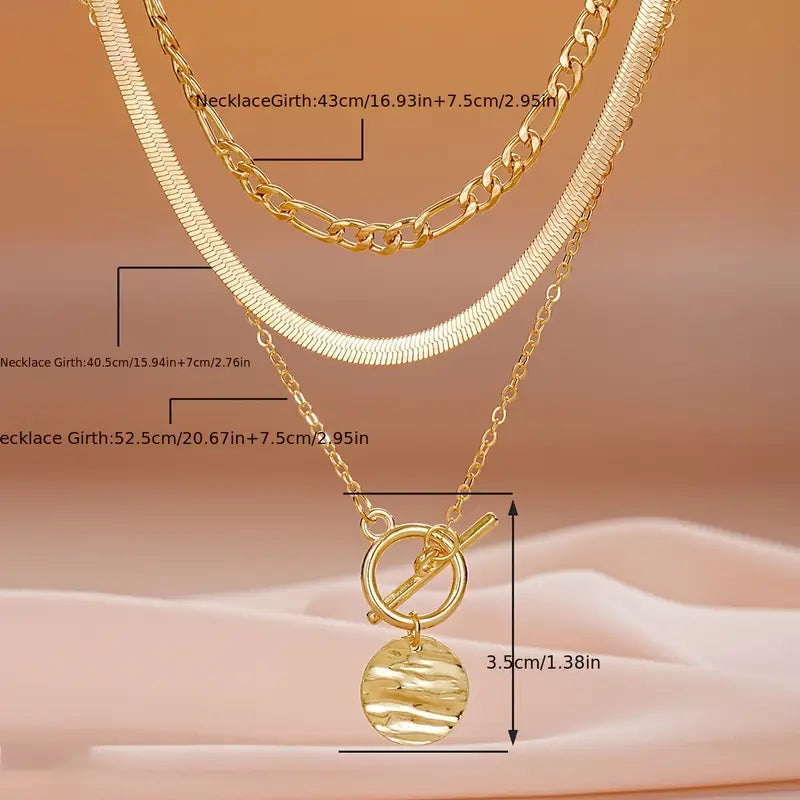 Collier à couches avec pièces texturées Savira | Or