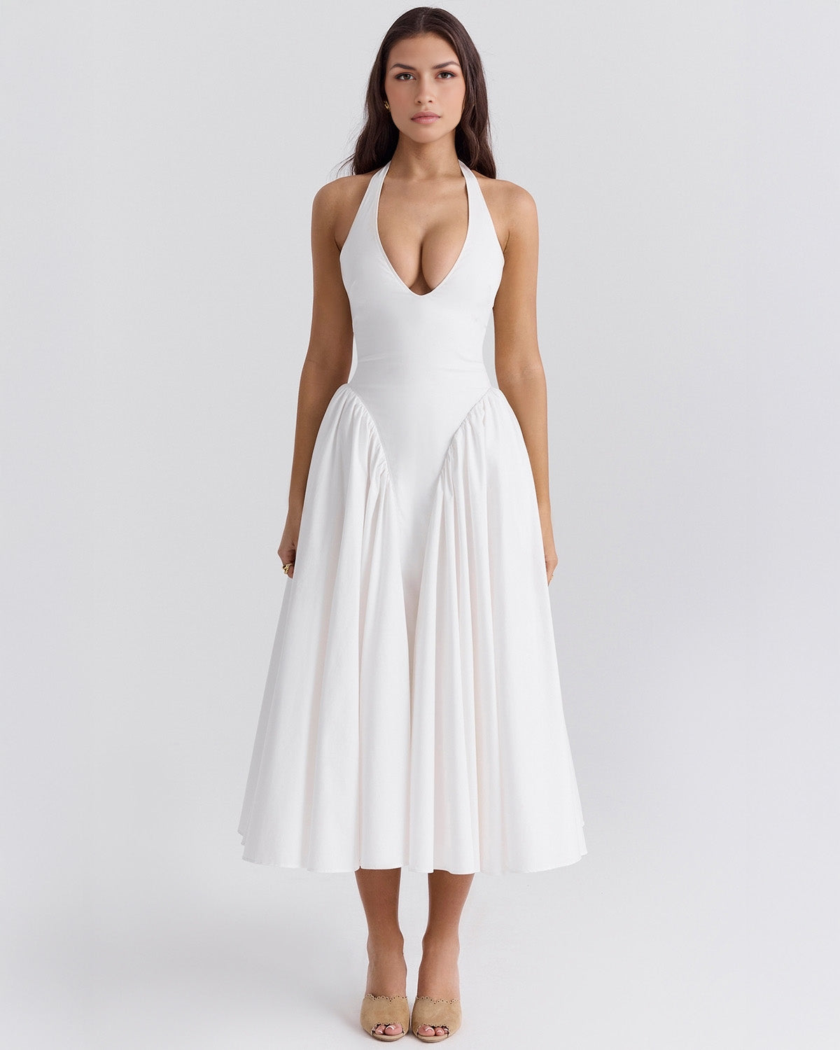 Monroe – Robe Midi Rouge au Style Iconique