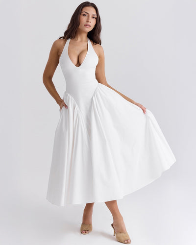 Monroe – Robe Midi Rouge au Style Iconique