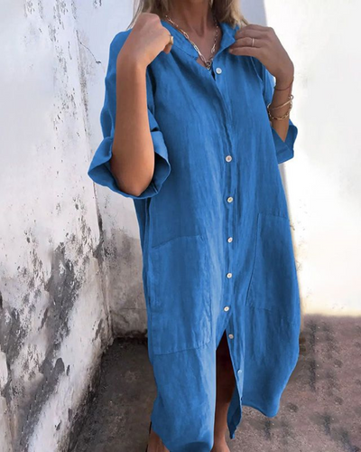 MELANY - ROBE CHEMISE DÉCONTRACTÉE STYLE IBIZA EN LONGUEUR GENOU