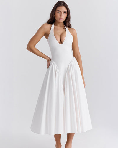 Monroe – Robe Midi Rouge au Style Iconique