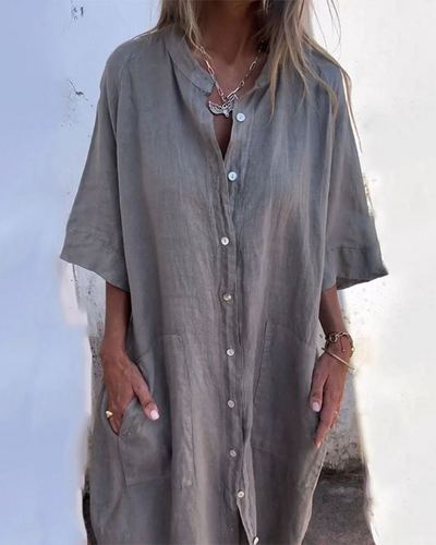 MELANY - ROBE CHEMISE DÉCONTRACTÉE STYLE IBIZA EN LONGUEUR GENOU