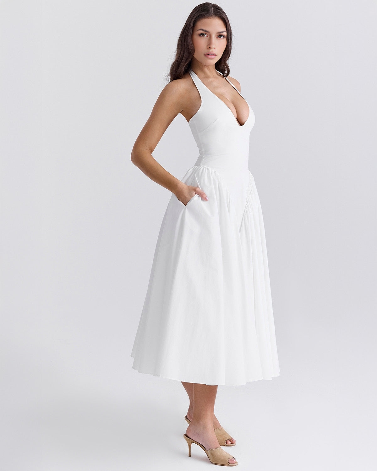 Monroe – Robe Midi Rouge au Style Iconique