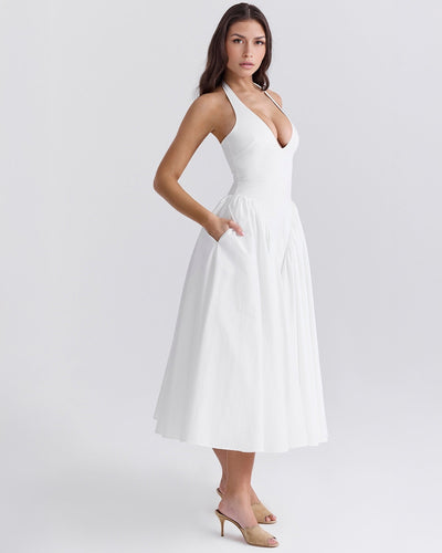 Monroe – Robe Midi Rouge au Style Iconique
