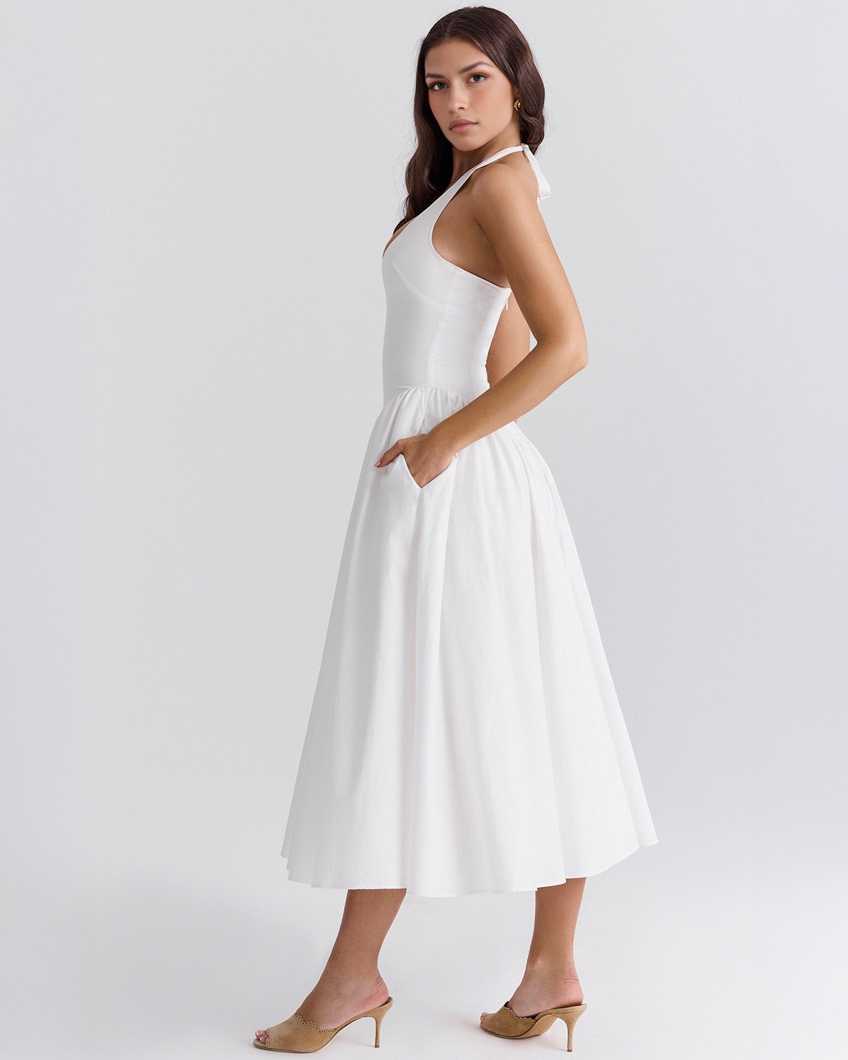 Monroe – Robe Midi Rouge au Style Iconique