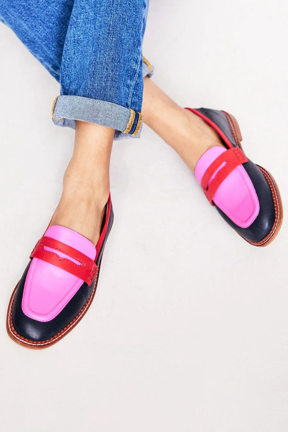 Faius™ | Mocassins noirs avec détails colorés