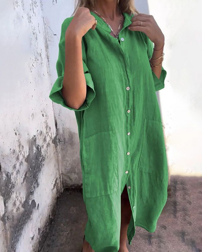 MELANY - ROBE CHEMISE DÉCONTRACTÉE STYLE IBIZA EN LONGUEUR GENOU