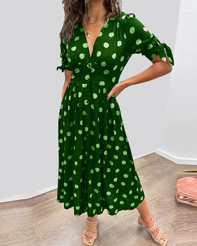 Mia™ - Robe à pois avec décolleté en V profond